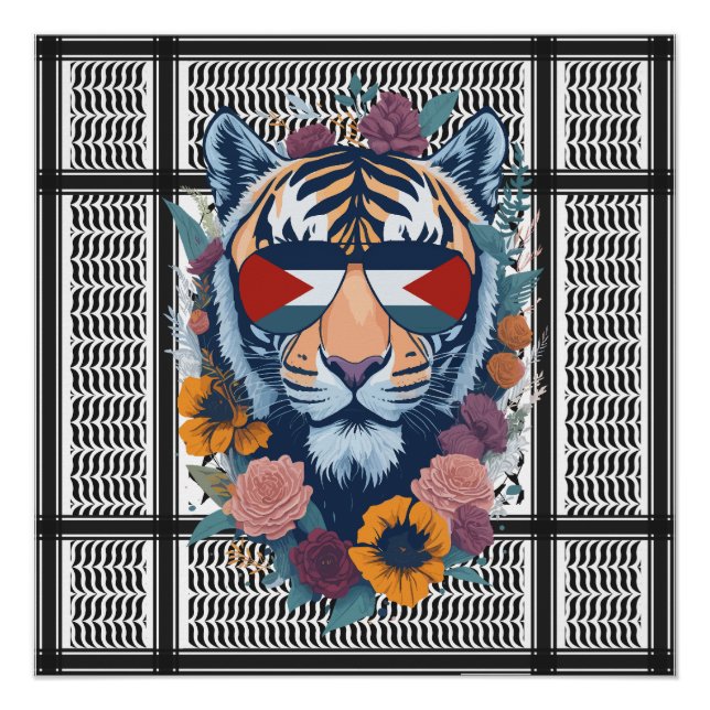Póster Palestina Libre ÁRABE CON MAPA tigre (Anverso)