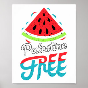 Póster Palestina Libre de sandías en rebanadas pacíficas