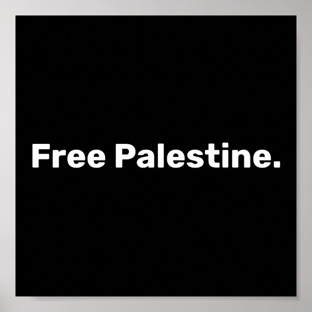 Póster Palestina Libre texto simple apoyando Gaza (Frente)