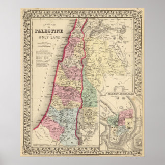 Póster Palestina, Mapa de Jerusalén por Mitchell