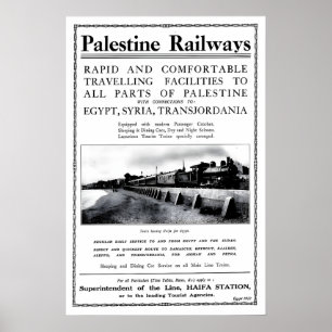 Póster Palestine Railways Estación de Haifa Viajes