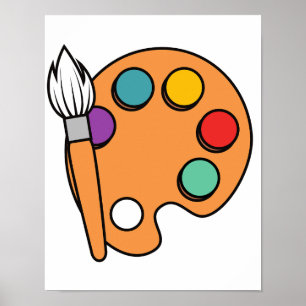 Póster Paleta de color 🎨 y pincel - Imprimible artístico