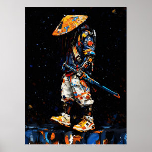 Póster Paleta de Cuchillo de Ninja Cibernético Naranja Ne