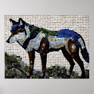 Póster Paleta de depredador: Wolf Mosaic