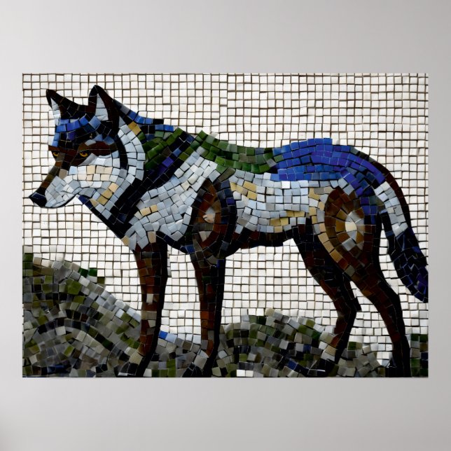 Póster Paleta de depredador: Wolf Mosaic (Frente)