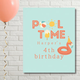 Póster paleta de flamenco de verano fiesta de cumpleaños 