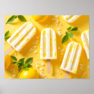 Póster Paleta de Limón Patrón de Comida de Verano Amarill