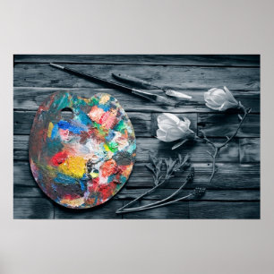 Póster Paleta de los pintores