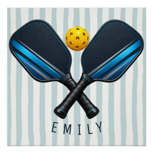 Póster Paleta de Pickleball Nombre Personalizado Jugador
