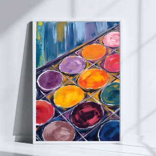 Póster Paleta de pintor   Artista de acuarela pintando