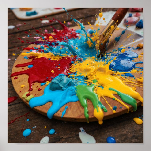 Póster Paleta de pintura vibrante - Explosión de color cr (Frente)