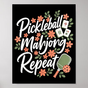 Póster Paleta Floral de Flor Repetida de Mahjong de Pickl