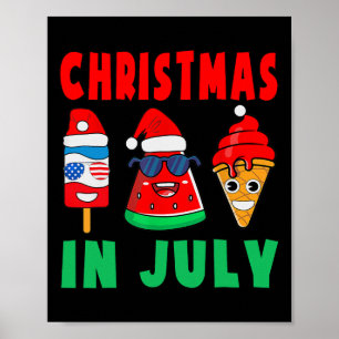 Póster Paletas De Hielo De Sandía De Navidad En Julio Xma