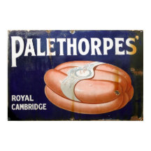 Palethorpes Sausages, Rótulo de esmalte vintage.