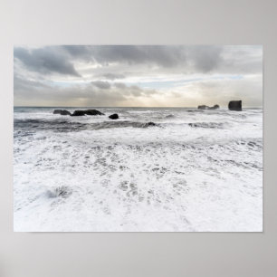 Póster Pálido paisaje marino espumoso, Islandia