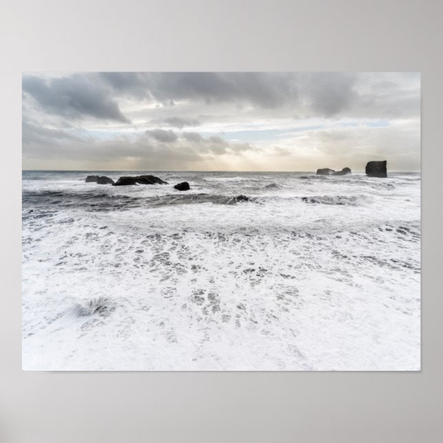 Póster Pálido paisaje marino espumoso, Islandia (Frente)