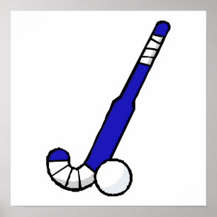 Póster Palillo de hockey hierba azul