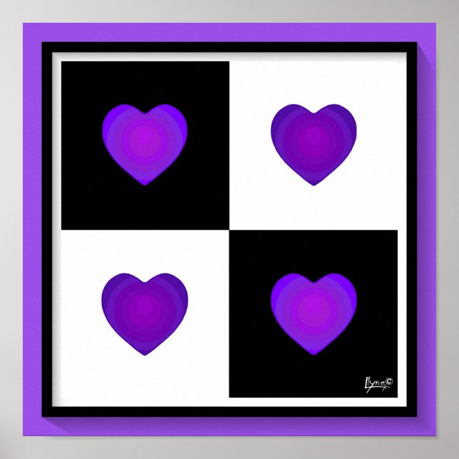 Póster Paliza a los corazones púrpura de B&W (Frente)