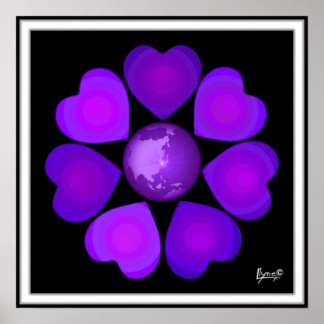 Póster Paliza a los corazones púrpura de B&W (Frente)
