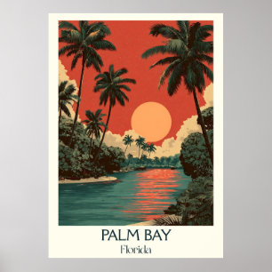 Póster Palm Bay Florida Vintage River Sunset Travel Art