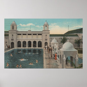 Póster Palm Beach, FL - vista al aire libre de la piscina