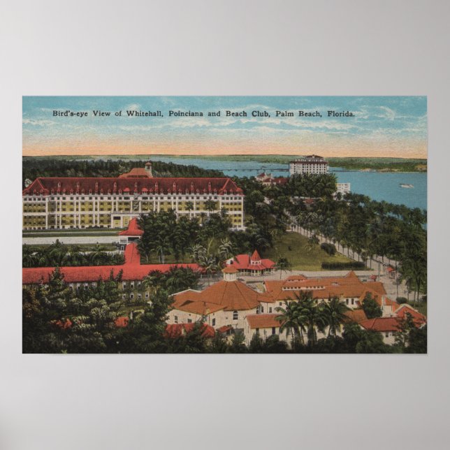Póster Palm Beach, FL - Whitehall, Poinciana, Playa (Frente)