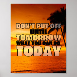 Póster Palm beach ocean sunset | frase motivadora