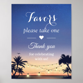 Póster Palm Beach String Luces Wedding Favor del Rótulo