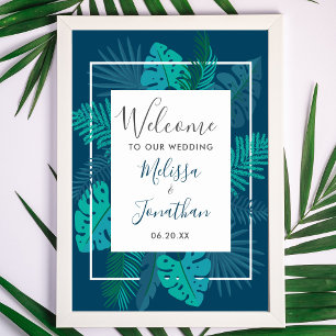 Póster Palm de playa azul botánica Bienvenidos a nuestro