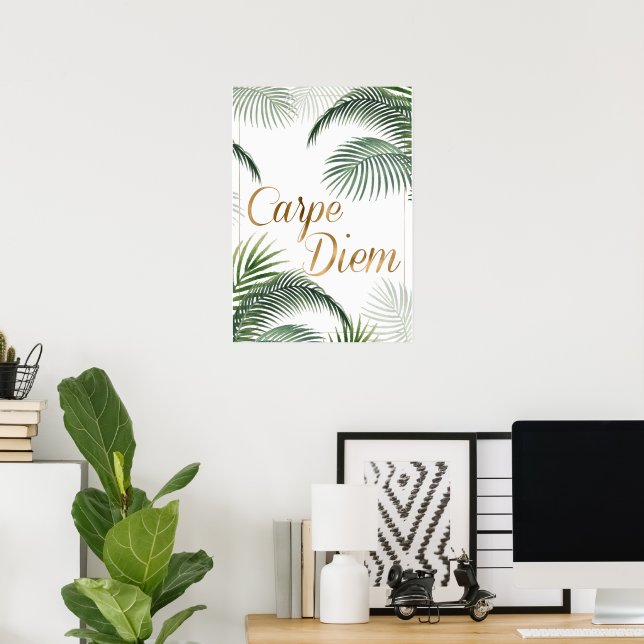 Póster Palm Leaves Carpe Diem (Oficina en casa)