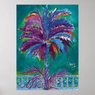 Póster Palm real, verde azulada poster