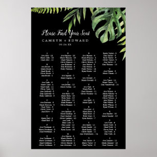 Póster Palm salvaje   Gráfico de asientos alfabéticos neg