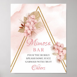 Póster Palm seco deja flores Rubor Rótulo bar Mimosa