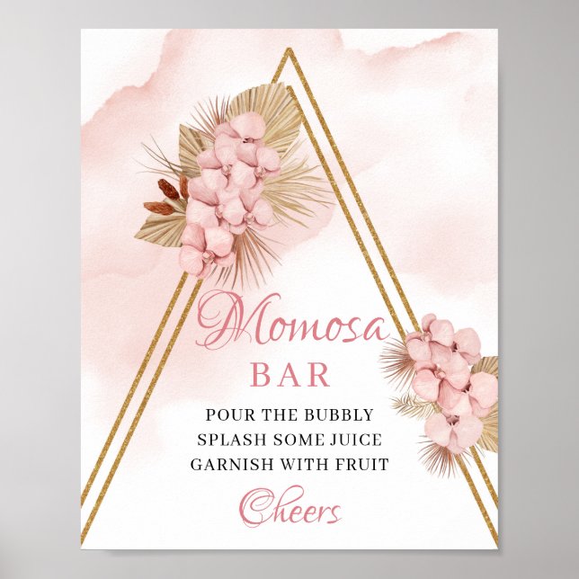 Póster Palm seco deja flores Rubor Rótulo bar Momosa (Frente)