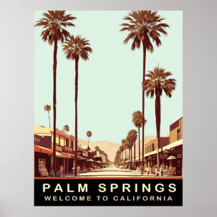 Póster Palm Springs, California, Viajes Antiguos