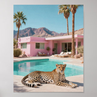 Póster Palm Springs Leopard Retro Mediosiglo Moderno