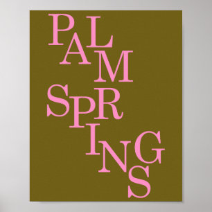 Póster Palm Springs Olive And Pink Vintage