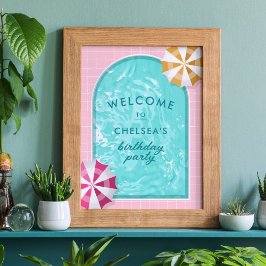 Póster Palm Springs Pool Fiesta Adulto Rosa Cumpleaños