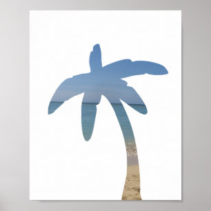 Póster Palm Tree Beach Ocean Photo Art Imprimir