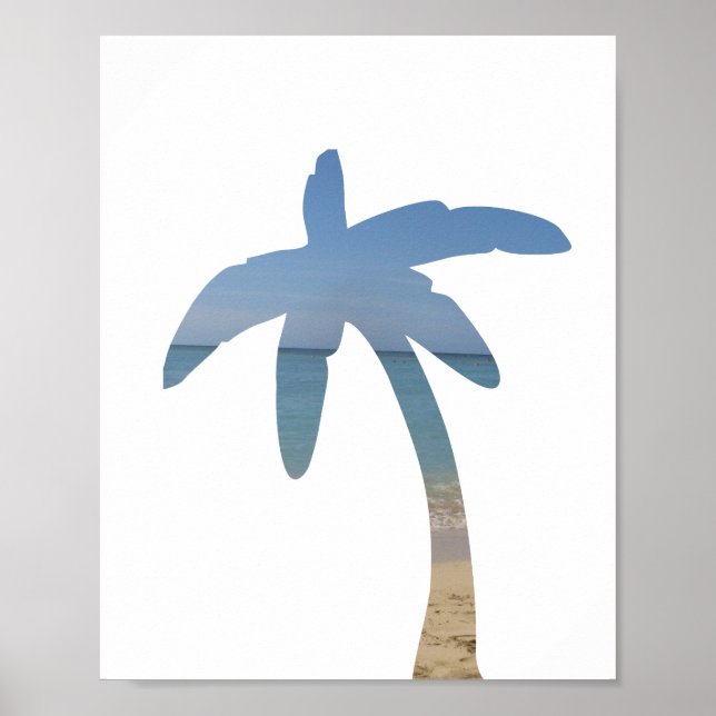 Póster Palm Tree Beach Ocean Photo Art Imprimir (Frente)