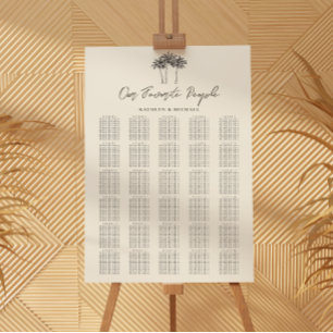 Póster Palm Tree Beach Wedding 30 Table Seating Chart
