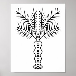 Póster Palm Tree Line Hand Drake Art Black White