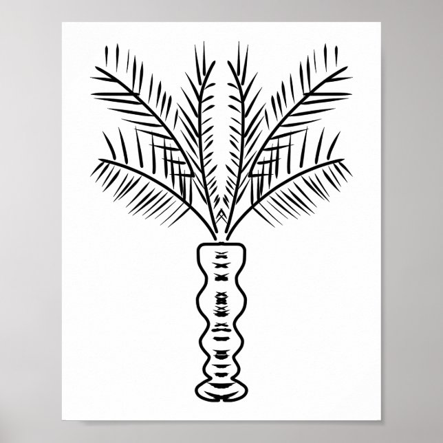 Póster Palm Tree Line Hand Drake Art Black White (Frente)