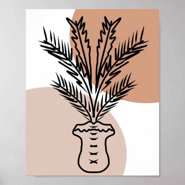 Póster Palm Tree Plant Line Hand Draart Shapes (Frente)