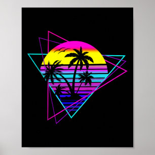Póster Palm Tree Retro Palm Tree 80 Ochenta Vaca de veran