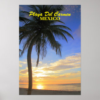 Póster Palm Tree Sunrise Playa Del Carmen México Poster