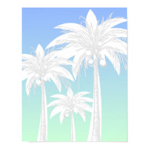 Palm Tree Tropical Blue Green Ombre Beach House
