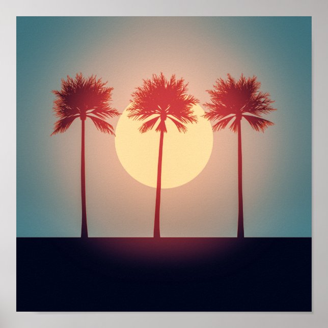Póster Palm Trees Sunset Art (Frente)