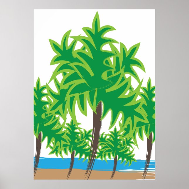 Póster Palm Trees Tropical Vintage Travel (Frente)
