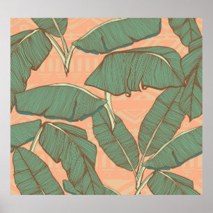 Póster Palm Tropical: Fondo de hoja sin costura